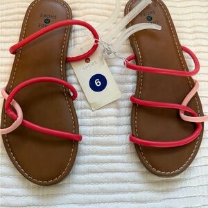 Shade shore Sandals with Red and Pink Straps new
